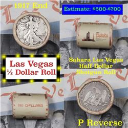 ***Auction Highlight*** Old Casino 50c Roll $10 In Halves Sahara Hotel Las Vegas 1917 & p Walker End