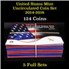 Image 1 : Group of 5 complete United Sates Mint Uncirculated Coin Sets 2014-2018 122 coins