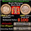 Image 1 : Mixed small cents 1c orig shotgun roll, 1918-s Wheat Cent, 1898 Indian Cent other end, McDonalds Wra