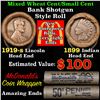 Image 1 : Mixed small cents 1c orig shotgun roll, 1919-s Wheat Cent, 1899 Indian Cent other end,McDnalds Wrapp