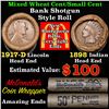 Image 1 : Mixed small cents 1c orig shotgun roll, 1917-d Wheat Cent, 1898 Indian Cent other end, McDonalds Wra