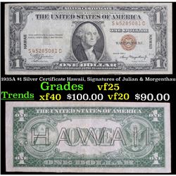 1935A $1 Silver Certificate Hawaii, Signatures of Julian & Morgenthau Grades