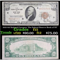 1929 $10 National Currency 'The Federal Reserve Bank of NY' Grades