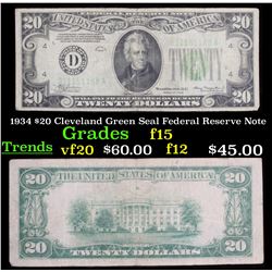 1934 $20 Cleveland Green Seal Federal Reserve Note Grades