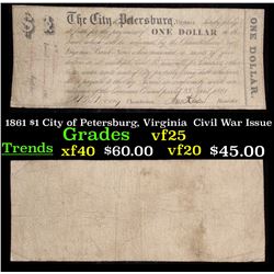 1861 $1 City of Petersburg, Virginia  Civil War Issue Grades vf+