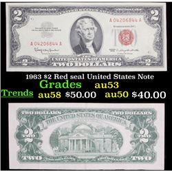 1963 $2 Red seal United States Note Grades