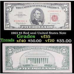 1963 $5 Red seal United States Note Grades