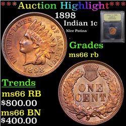 ***Auction Highlight*** 1898 Indian Cent 1c Graded GEM+ Unc RB By USCG (fc)