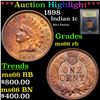 Image 1 : ***Auction Highlight*** 1898 Indian Cent 1c Graded GEM+ Unc RB By USCG (fc)