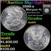 Image 1 : ***Auction Highlight*** 1890-s Morgan Dollar $1 Graded GEM Unc By USCG (fc)