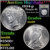 Image 1 : ***Auction Highlight*** 1934-p Peace Dollar $1 Graded GEM+ Unc By USCG (fc)