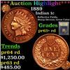 Image 1 : Proof ***Auction Highlight*** 1889 Indian Cent 1c Graded Select+ Proof Red By USCG (fc)