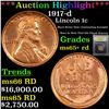 Image 1 : ***Auction Highlight*** 1917-d Lincoln Cent 1c Graded Gem+ Unc RD By USCG (fc)