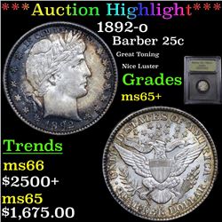 ***Auction Highlight*** 1892-o Barber Quarter 25c Graded GEM+ Unc By USCG (fc)