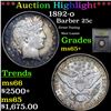Image 1 : ***Auction Highlight*** 1892-o Barber Quarter 25c Graded GEM+ Unc By USCG (fc)