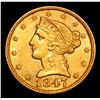 Image 2 : ***Auction Highlight*** 1847/7-p fs-301 MPD 3nd Finest Known Gold Liberty $5 Graded Select Unc By US