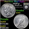 Image 1 : ***Auction Highlight*** 1928-p Peace Dollar $1 Graded Select Unc By USCG (fc)