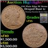 Image 1 : ***Auction Highlight*** 1797 Plain Edge W/ Stems Draped Bust Large Cent 1c Graded vf++ By USCG (fc)