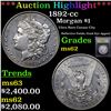 Image 1 : ***Auction Highlight*** 1892-cc Morgan Dollar $1 Graded Select Unc By USCG (fc)