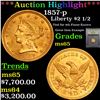 Image 1 : ***Auction Highlight*** 1857-p Gold Liberty Quarter Eagle $2 1/2 Graded GEM Unc By USCG (fc)