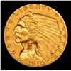 Image 2 : ***Auction Highlight*** 1910-p Gold Indian Quarter Eagle $2 1/2 Graded Choice Unc By USCG (fc)