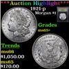 Image 1 : ***Auction Highlight*** 1921-p Morgan Dollar $1 Graded GEM+ Unc By USCG (fc)