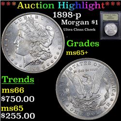 ***Auction Highlight*** 1898-p Morgan Dollar $1 Graded GEM+ Unc By USCG (fc)