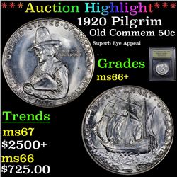 ***Auction Highlight*** 1920 Pilgrim Old Commem Half Dollar 50c Graded GEM++ Unc By USCG (fc)