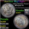 Image 1 : ***Auction Highlight*** 1886-p Rainbow Toned Morgan Dollar $1 Graded GEM+ Unc By USCG (fc)