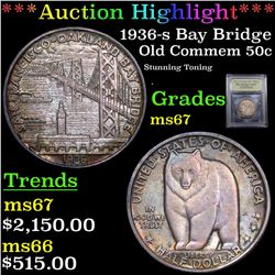 ***Auction Highlight*** 1936-s Bay Bridge Old Commem Half Dollar 50c Graded GEM++ Unc By USCG (fc)