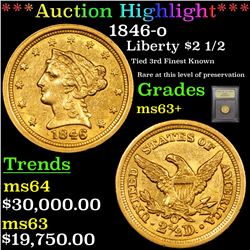 ***Auction Highlight*** 1846-o Gold Liberty Quarter Eagle $2 1/2 Graded Select+ Unc By USCG (fc)