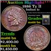 Image 1 : ***Auction Highlight*** 1886 Ty II Indian Cent 1c Graded GEM+ Unc BN By USCG (fc)