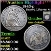Image 1 : ***Auction Highlight*** 1843-p Seated Liberty Dollar $1 Graded Unc Details By USCG (fc)