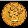 Image 2 : ***Auction Highlight*** 1895-p Gold Liberty Half Eagle $5 Graded Select Unc By USCG (fc)