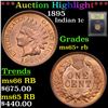Image 1 : ***Auction Highlight*** 1895 Indian Cent 1c Graded Gem+ Unc RB By USCG (fc)