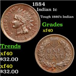 1884 Indian Cent 1c Grades xf