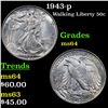 Image 1 : 1943-p Walking Liberty Half Dollar 50c Grades Choice Unc