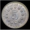 Image 3 : 1867 No Rays Shield Nickel 5c Grades Choice AU