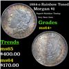 Image 1 : 1884-o Rainbow Toned Morgan Dollar $1 Grades Choice+ Unc