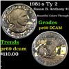 Image 1 : Proof 1981-s Ty 2 Susan B. Anthony $1 Grades GEM++ Proof Deep Cameo