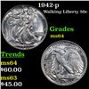 Image 1 : 1942-p Walking Liberty Half Dollar 50c Grades Choice Unc