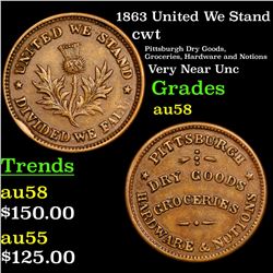 1863 United We Stand Civil War Token 1c Grades Choice AU/BU Slider