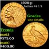 Image 1 : 1926-p Gold Indian Quarter Eagle $2 1/2 Grades Unc Details