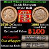 Image 1 : Mixed small cents 1c orig shotgun roll, 1915-d Wheat Cent, 1898 Indian Cent other end,McDnalds Wrapp