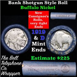 Buffalo Nickel Shotgun Roll in Old Bank Style 'Bell Telephone'  Wrapper 1919 & d Mint Ends