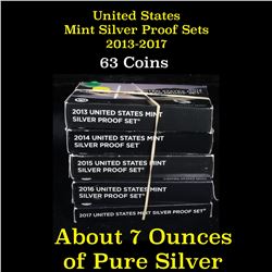 Group of 5 United States Mint Proof Sets 2013-2017 65 coins