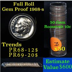 1968-s Roosevelt 10c proof roll, 50 pieces (fc)