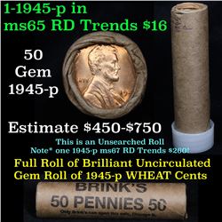 Uncirculated 1c orig shotgun roll, 1945-p In Old Brinks wrapper