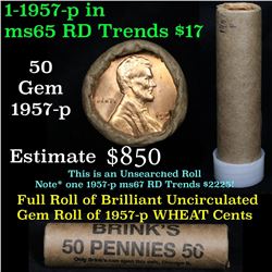 Uncirculated 1c orig shotgun roll, 1957-p  In Old Brinks wrapper