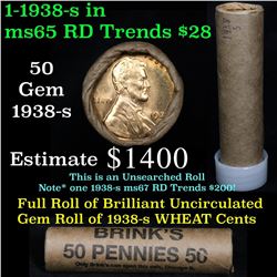 Uncirculated 1c orig shotgun roll, 1938-s  In Old Brinks wrapper